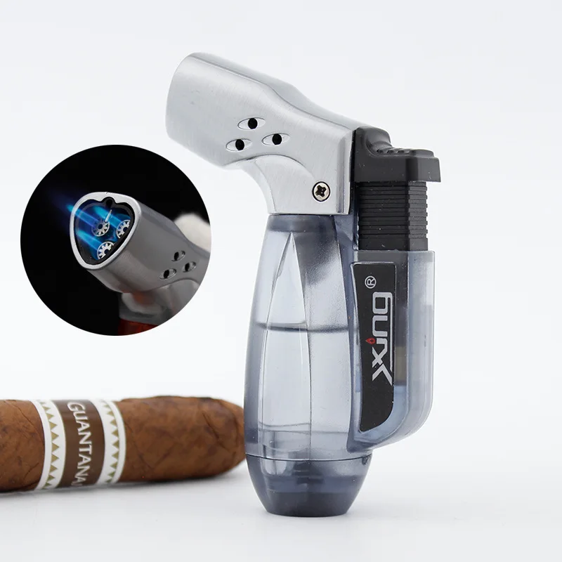 

BBQ Triple Torch Lighter 3 Jet Gas Cigar Lighter Turbo Windproof Powerful Spray Gun Kitchen Butane Pipe Lighter Outdoor