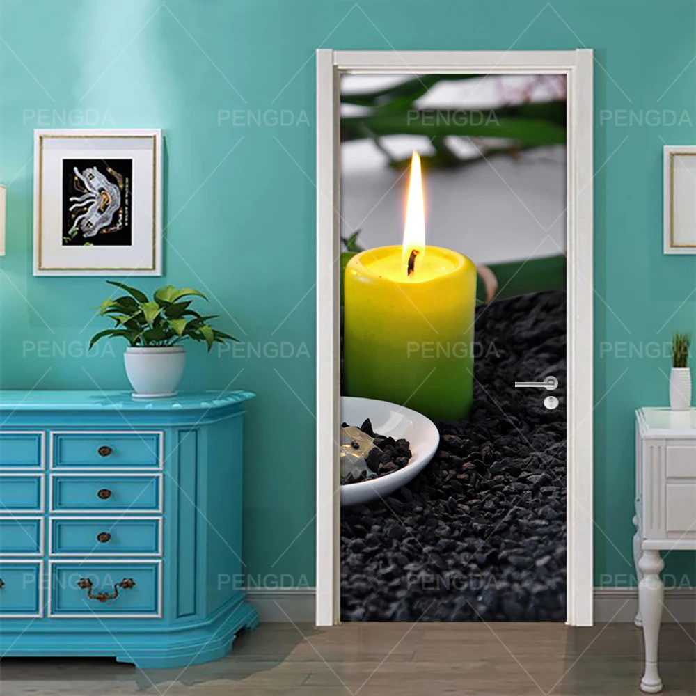 Самоклеющиеся Diy художественная наклейка домашняя дверь камень цветок Бамбук 3D декорация ПВХ обои печать картина для гостиной