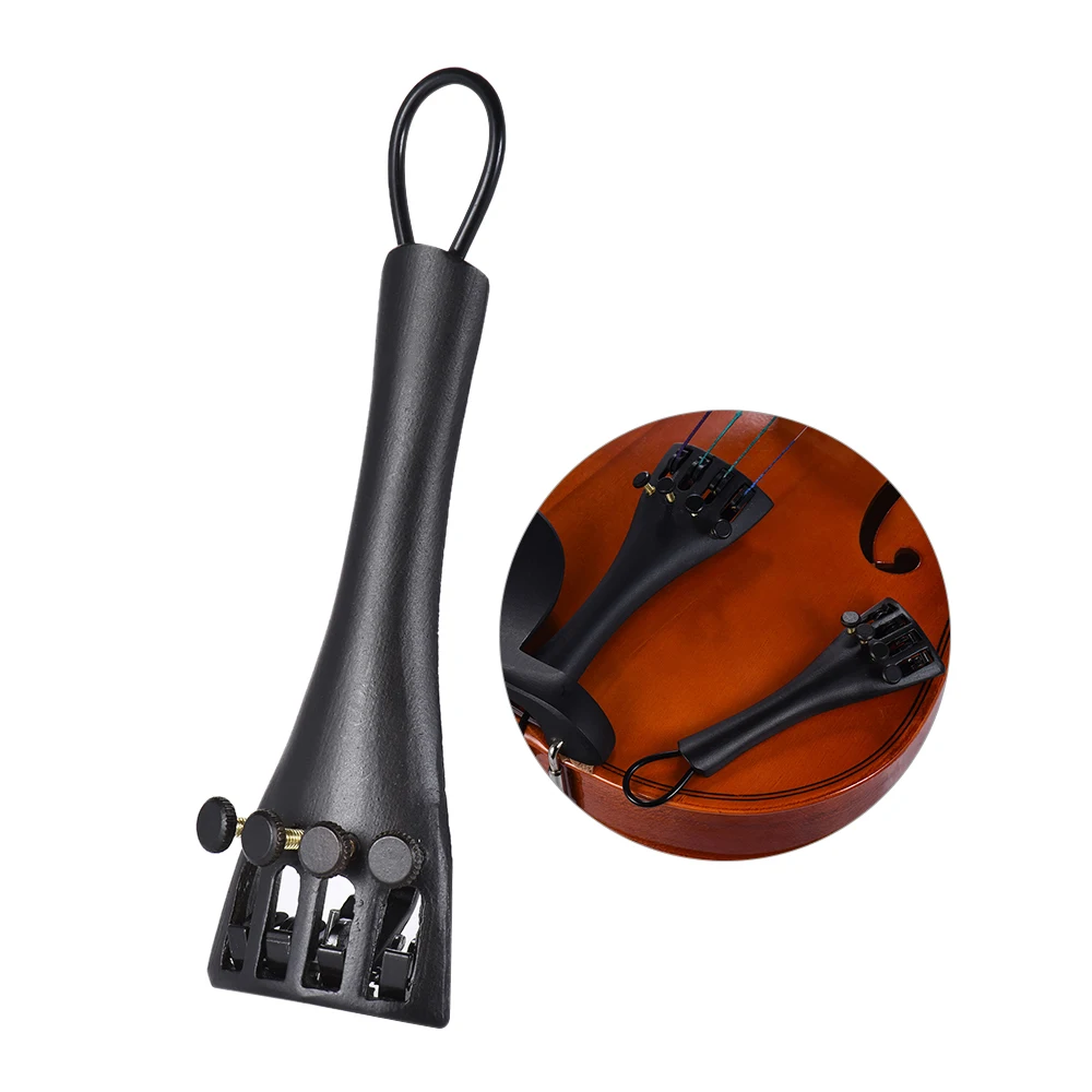 1/4 Violin Fiddle Tailpiece Aluminum Alloy with 4 Fine Tuners Adjustable Tailgut Tailcord