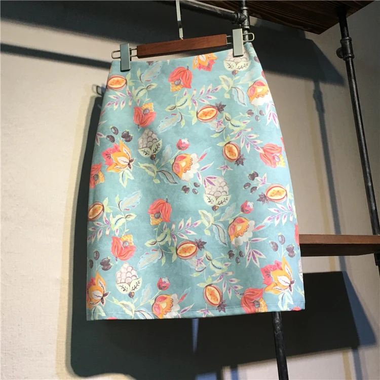 Новые осенние элегантные женские кружевные юбки с цветочной вышивкой, юбки-карандаш с высокой талией для женщин - Цвет: sky blue