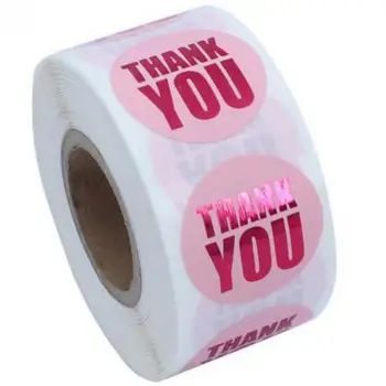 

Gold Foil Gift Sealing Thank You Stickers 500pcs Pink & Black Adhesive Labels Decoration Sticker for Business Card Envelopes