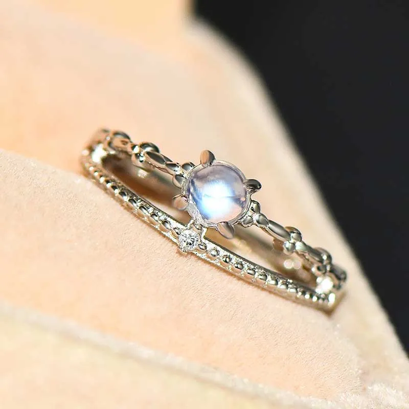 Bague Ringen серебряные 925 кольца Женские Простые модные обручальные кольца с натуральным лунным камнем драгоценный камень хорошее ювелирное изделие подарок