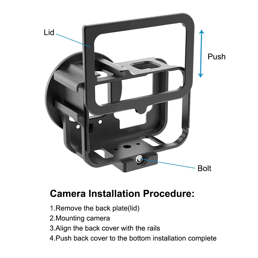 Case para Gopro Escudo da Liga de Alumínio Protetora para Gopro Puluz Câmera Habitação Hero Preto Case Gaiola Acessórios 9 - Image 6