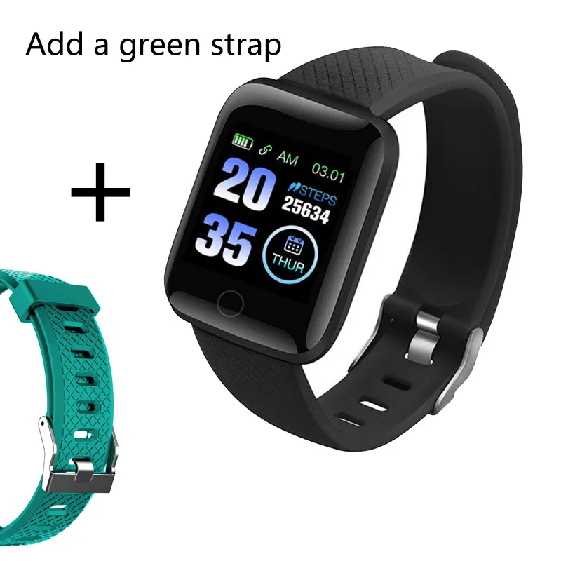 Add a green strap Умный Браслет цветной сенсорный экран умный Браслет пульсометр кровяное давление кислород IP67 Водонепроницаемый умный Браслет - Цвет: Add a green strap