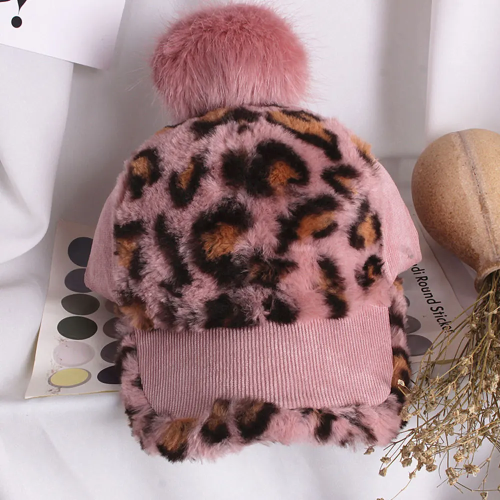 2-6Years Fashion Girls Leopard Hats Autumn Winter Baseball Cap Beret Beanies Hats Warm Beret Children Caps