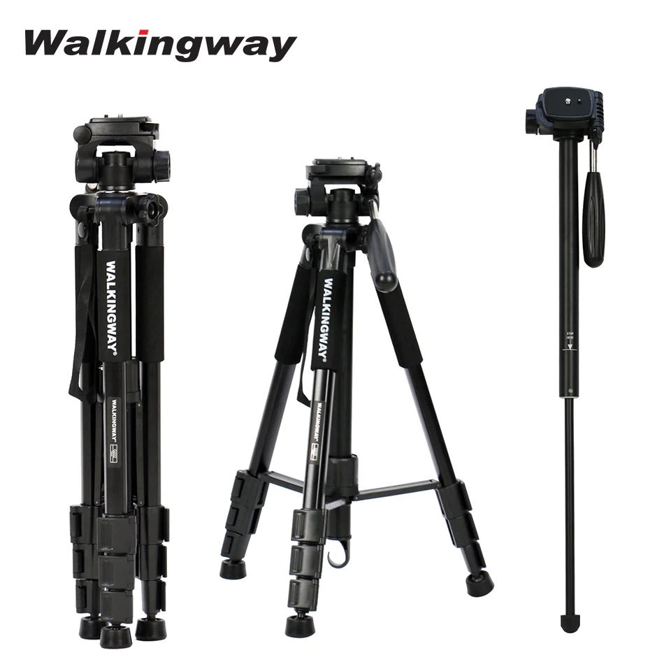 Walkingway Q222 Portable Camera Tripod Stand Aluminum Travel Tripode Monopod for Photography Video Digital SLR DSLR Camera 1