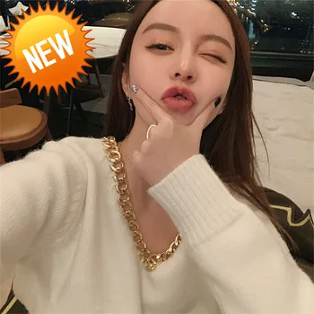 

Spring 2020 New Arrival Literary Fashion Splice Tassel V-line Collar Loose Pullover Knitting Sweater