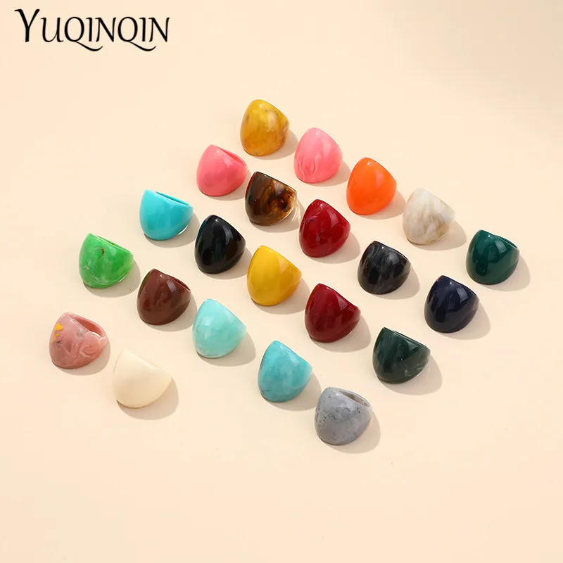 Finger Ring Resin Fashion Punk Big For Women Design Acrylic Irregular Colorful Vintage For Girls Party Jewelry