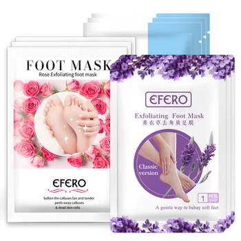 

EFERO 3pair Exfoliating Foot Mask Lavender/Rose Whitening Feet Mask Peeling Dead Skin Calluses Pedicure Socks Peel Foot Patch