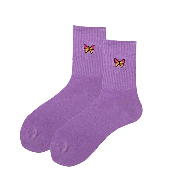 Hot Sale 2021 new fashion Korean style ladies socks simulation printing butterfly socks cute embroidered dinosaur socks 6