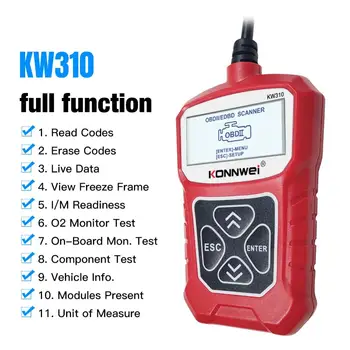 

Car Diagnostic Tool KONNWEI KW310 OBD OBD2 ELM327 Portable Car Fault Detector Scanner Code Reader Check Tool Durable