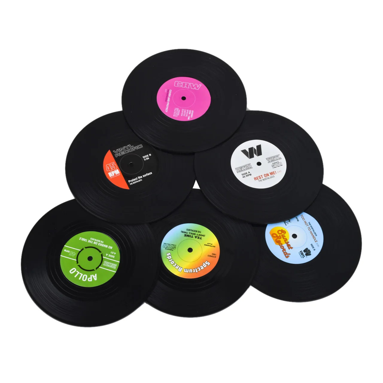 6Set Coasters Album Slip Vinyl Cup Mat Record Table Bar Mats Drink Decor Kitchen Tools [4] | Дом и сад