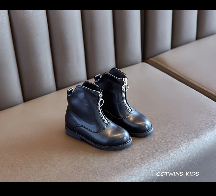 CCTWINS/детская обувь; коллекция года; зимние модные повседневные Ботинки martin на меху для девочек; детская черная обувь для малышей; короткие ботинки; FB1776