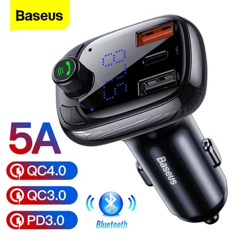 

Baseus Quick Charge 4.0 3.0 USB Car Charger QC QC4.0 Bluetooth FM Transmitter Car Kit For iPhone 11 Pro Max 5A Fast PD Charger