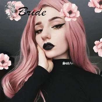 

BRIDE Water Wave Wig Long Pink Wigs Natural Cosplay Wig Heat Resistant Synthetic False Hair Natural Soft for Party Daily Use
