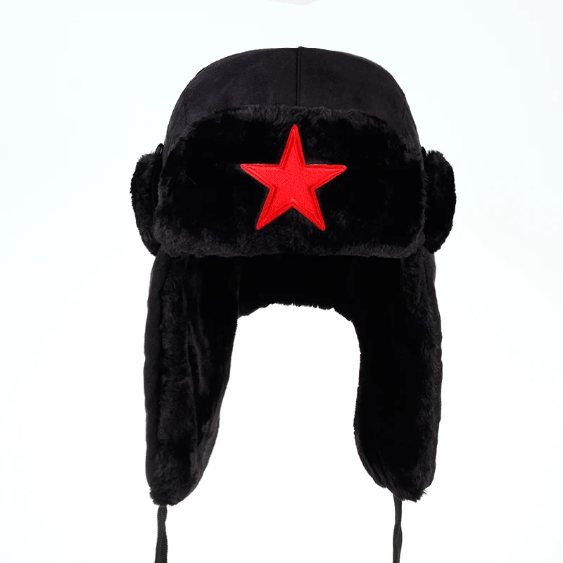 Новинка, Мужская зимняя шапка с пентаграммой Lei Feng, Авиатор, наружный бомбардировщик ушных лоскутов, шапка, непромокаемая Русская Шапка