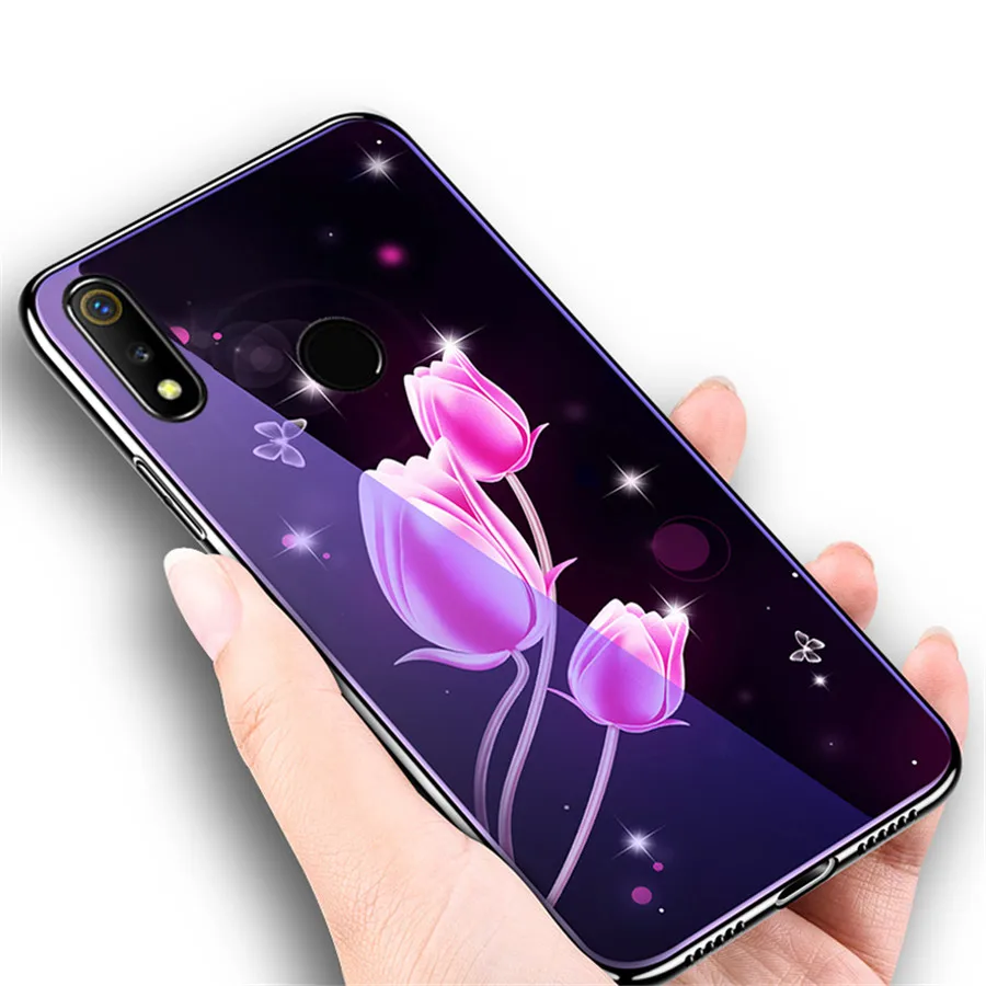 Для OPPO F5 F7 F9 F11 Pro A79 A73 A37 Защитная крышка Гальваническое Цветочное Стекло для Reno Z 2Z