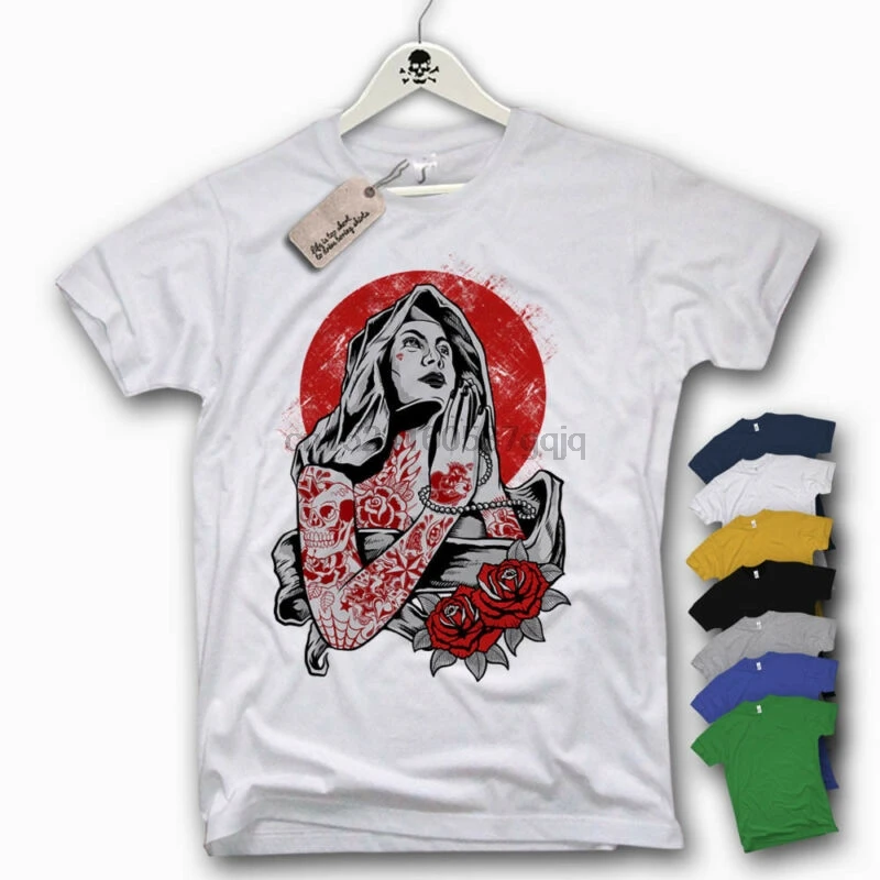 Футболка-тату Молитва-ttowieren Virgin Oldschool тату хлопок S M L XL XXL | Мужская одежда