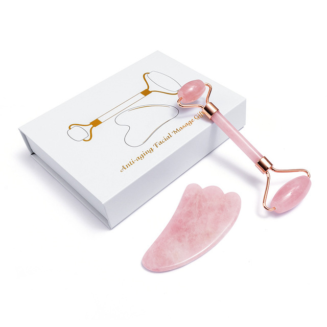 Jade Roller Gua Sha Set Facial Beauty Skin Care Slim Tools Rose Quartz Massager for Face Body Neck Relax Anti Wrinkles