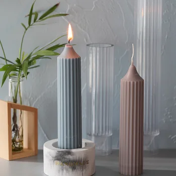 

New Long pole Candle Molds Plastic Pillar Candle Making Kit Large Cylinder Rib Candle Making Molds DIY Candle Making Supplies
