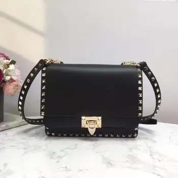 

Kafunila famous brand designer women bag 2020 Rockstude genuine cow leather Crossbody Bag chain rivet Lady's bag bolsa feminina
