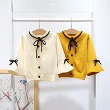 Весенняя детская одежда; одежда для маленьких девочек в Корейском стиле; пальто-свитер; Xs1803