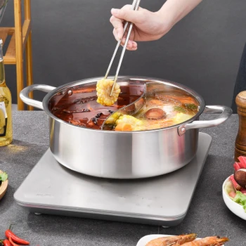 

Stainless Steel Mandarin Duck Hot Pot Thickened Two Flavor Hot Pot Pot Large Capacity Seafood Pot General Hot Pot 30cm
