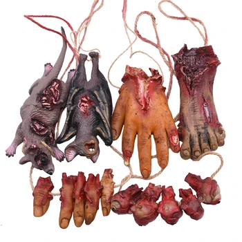 

1Pc horro Halloween props with rope decor Bleeding hands and feet with real touch halloween party bat home decoration