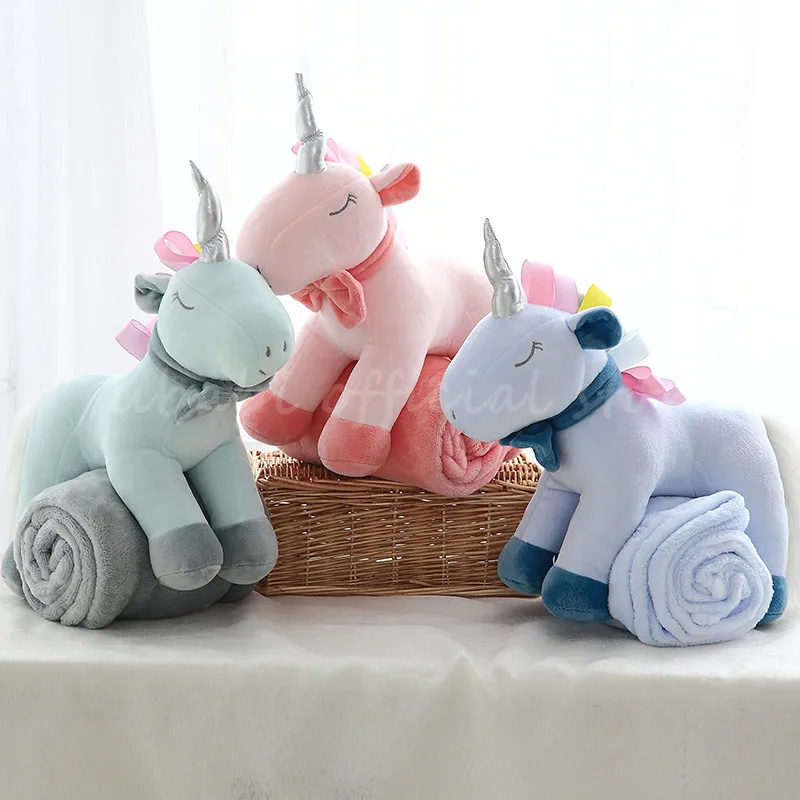 

ubabi unicorn stuffed plush animal toy with holding blankets set for baby