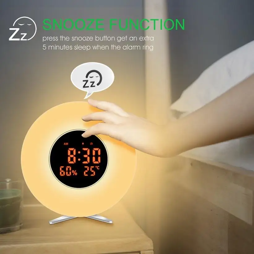 Цифровой будильник Sunrise Wake Up будильник светящийся с 6 цветами атмосферное освещение для домашнего декора настольные часы