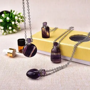 

3PCS/Set Natural Stone Perfume Bottle Pendant Necklace Women Aroma Essential Oil Bottle Necklace Charm Jewelry Gift Dropshipping