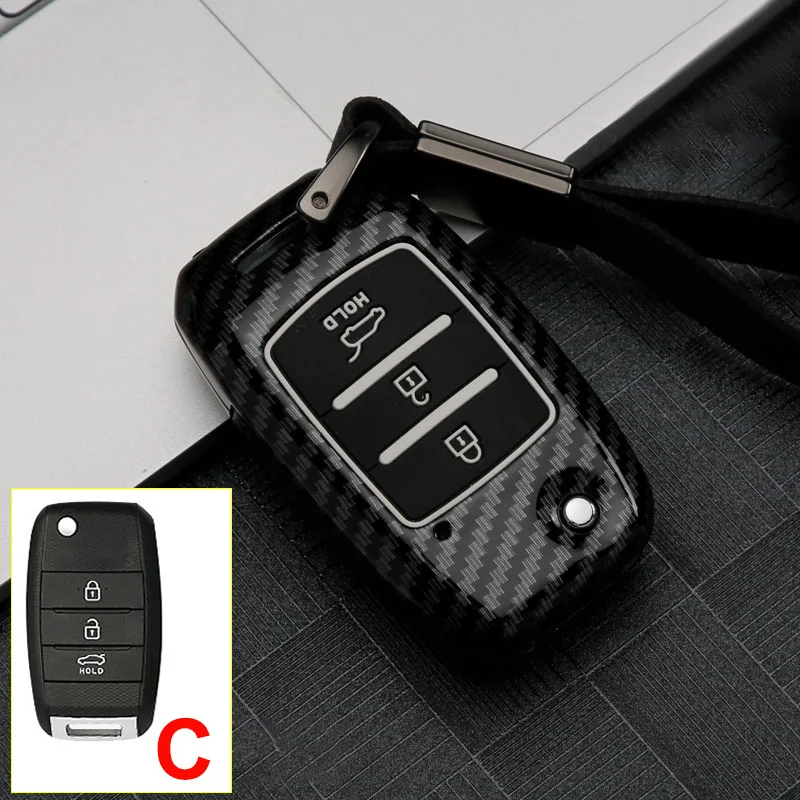 C Carbon Black Цинковый сплав+ силиконовый автомобильный чехол для дистанционного ключа для KIA Rio Sportage 4 Ceed Optima Sorento cerato K2 K3 K5 аксессуары - Название цвета: C Carbon Black