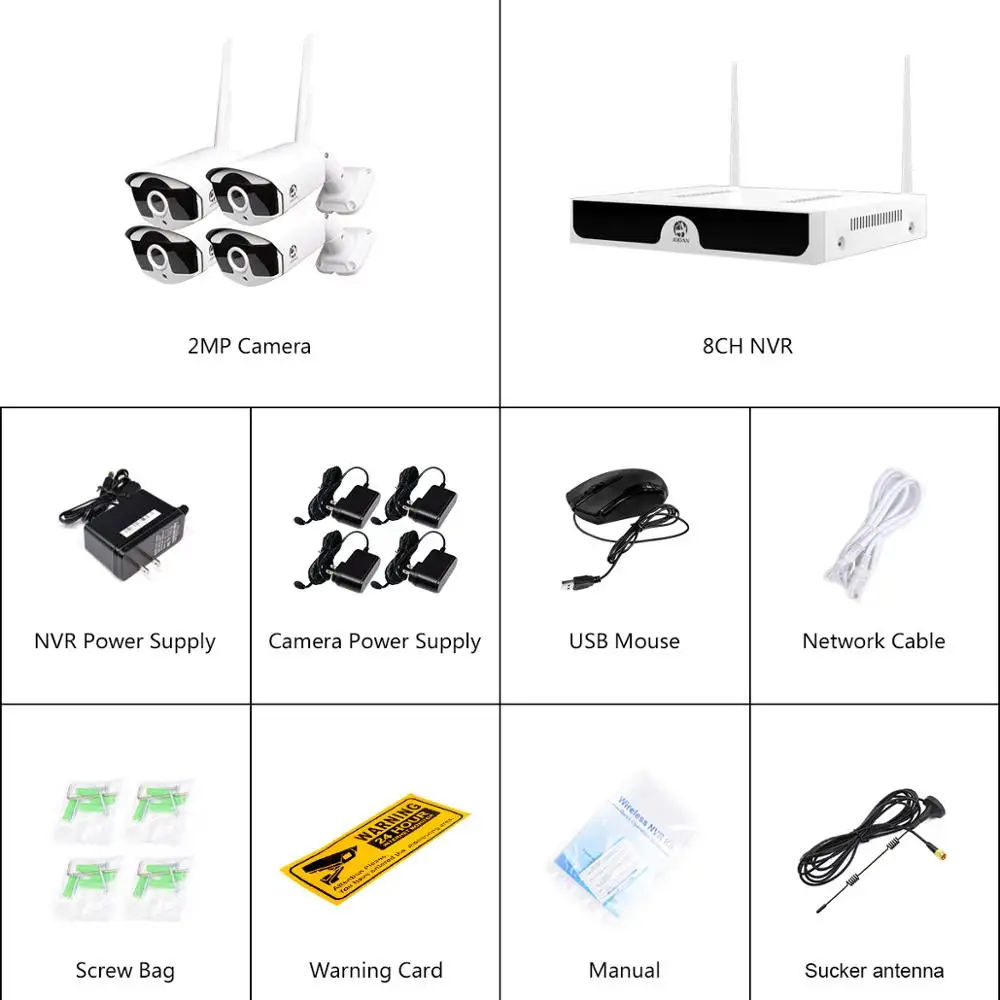 8CH NVR Беспроводной CCTV Системы 1080P 1 ТБ 2 2MP POE IP IR CUT наружного видеонаблюдения Камера