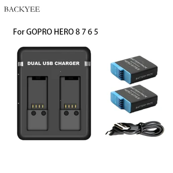 

2pcs For GoPro Hero 5 6 7 8 Black Li-ion Battery+Dual USB Charger Kit For Go Pro Hero 8 Hero 7 6 5 Action Camera Accessories