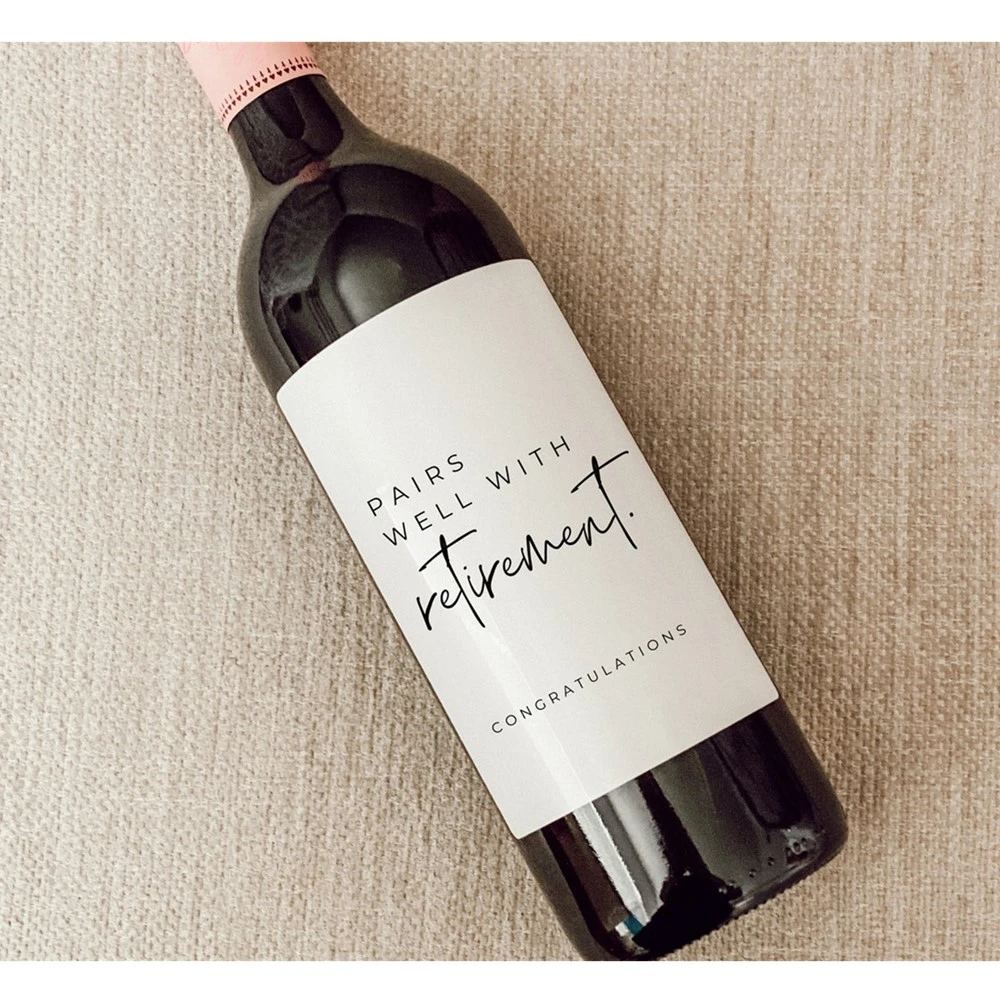 Custom Text Retirement Wine Stickers, Wine Bottle Label, Personalized Retirement Gift Idea, Gift for Her or Him, Wine Label