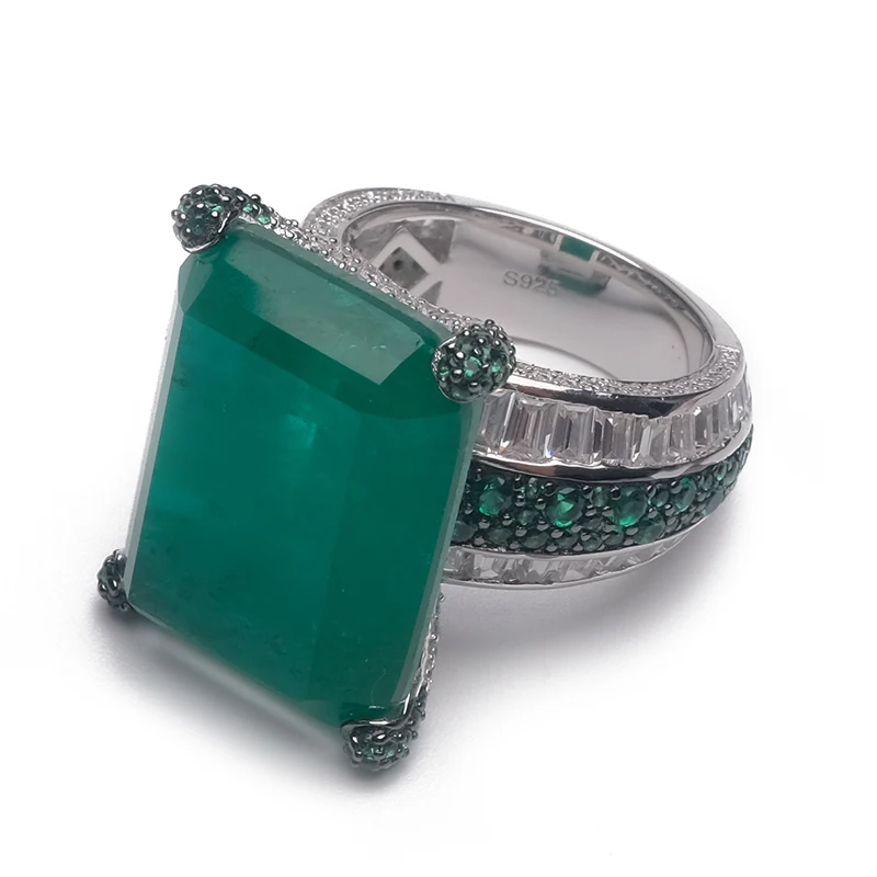 Local focal Fashion 925 Silver simple rectangle design ring