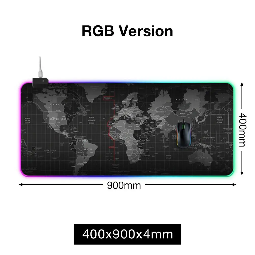 Игровой коврик для мыши светодиодный освещение карта мира RGB светодиодный мышь с подсветкой коврик для ПК ноутбука настольная доска для ключей коврик для мыши Компьютерная площадка - Цвет: 400 900 4