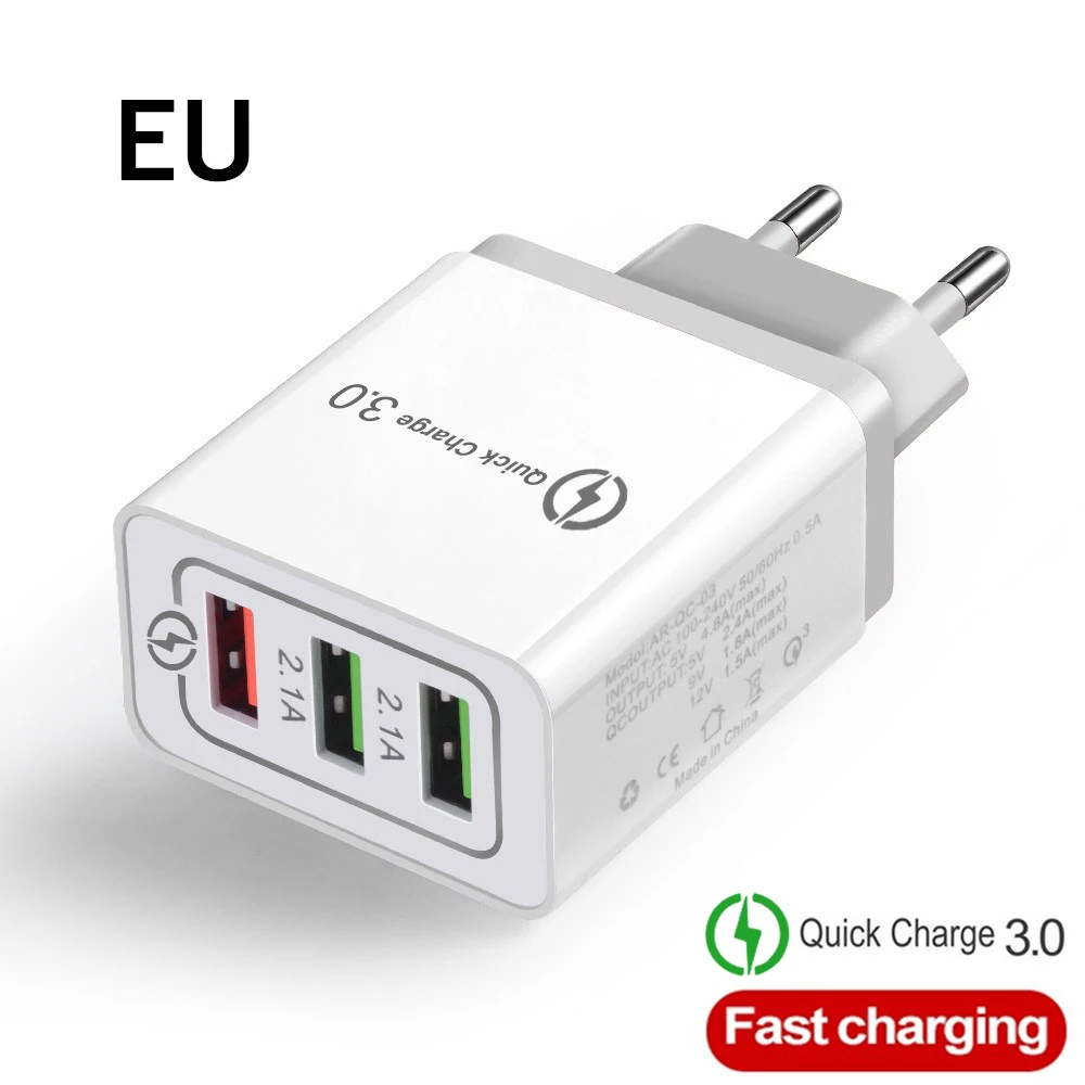 USB зарядное устройство EU/US вилка Быстрая зарядка 3,0 быстрое зарядное устройство настенное зарядное устройство для iphone 6 7 8 9 10 11 X samsung Xiaomi huawei зарядное устройство для телефона - Тип штекера: EU  White