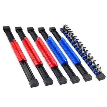 

6pcs 1/2" 3/8" 1/4" Industrial ABS Plastic Mountable Socket Rail Rack Socket Sliding Organizer
