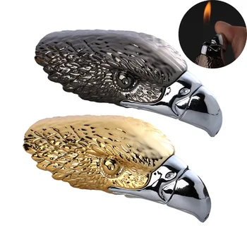 

100pcs/lot Personality Lighter Creative Eagle Head Shaped Gas Lighters Men's Cigarette Refillable Butane Igniter Home Collection