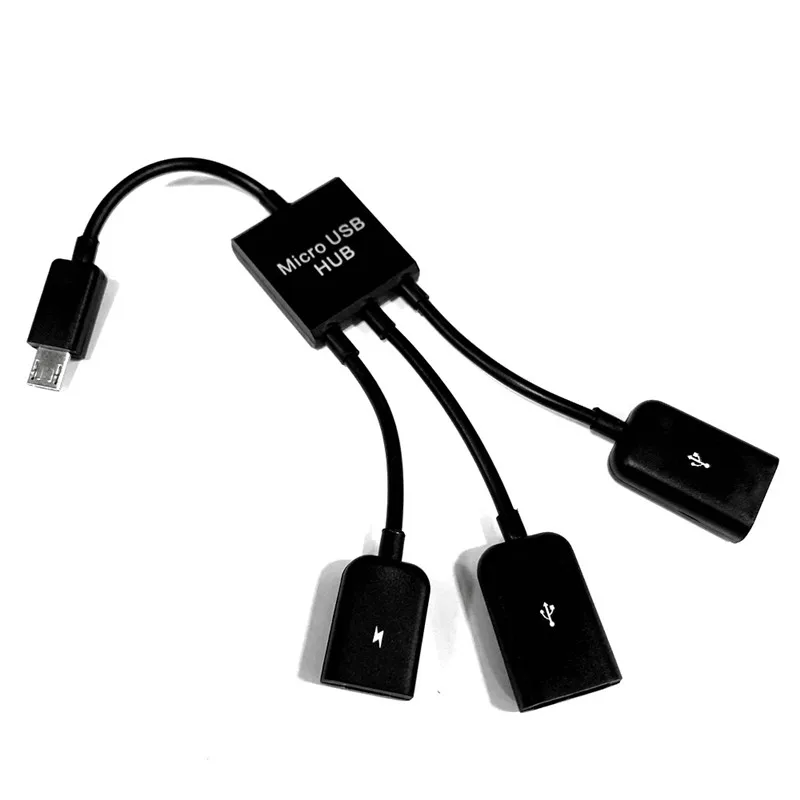 Микро USB концентратор 3 в 1 штекер Гнездо Двойной хост зарядка OTG кабель адаптер