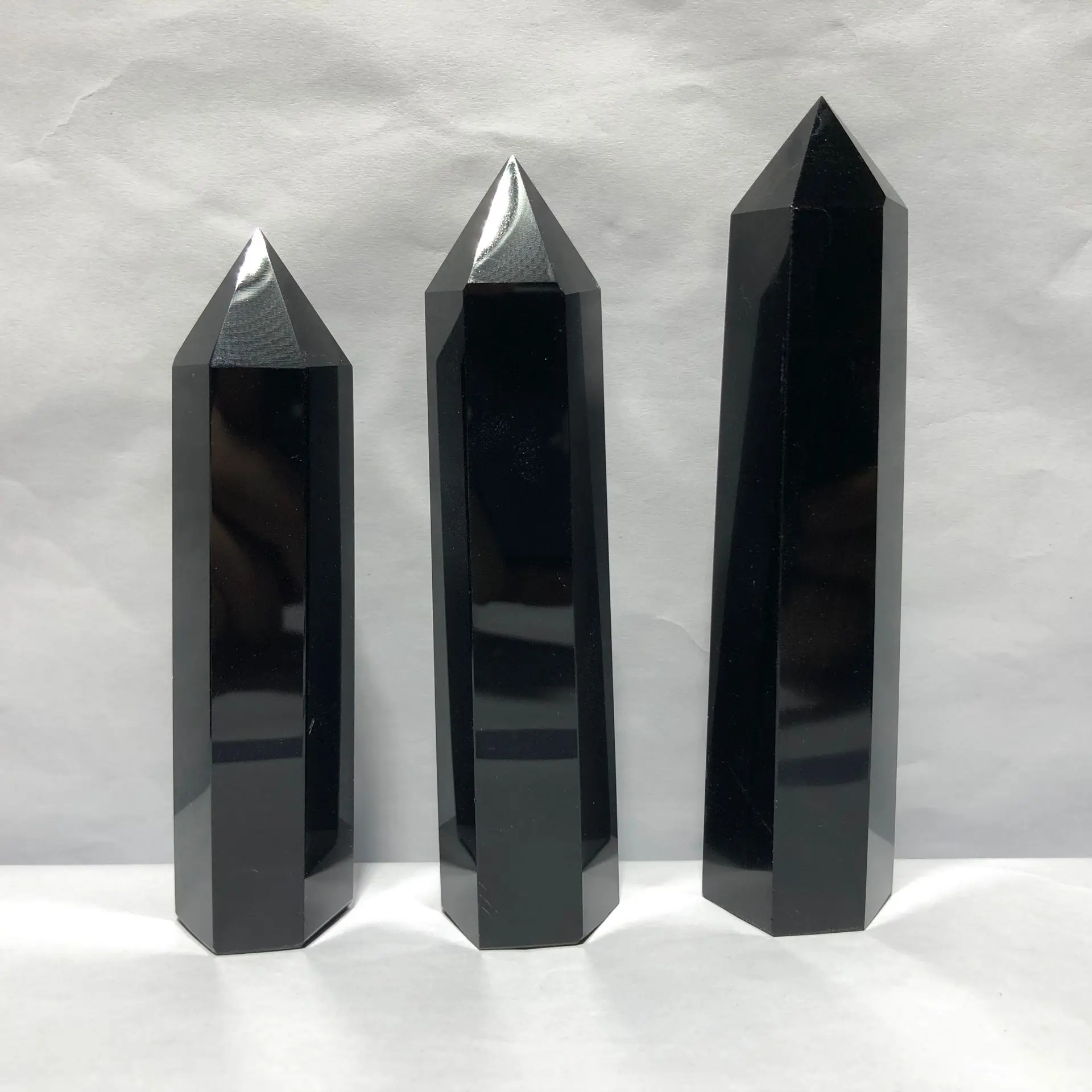 Natural Black Obsidian Hand-Polished Hexagon Point Chakra Healing Reiki Stone Home Decoration Handicraft | Дом и сад