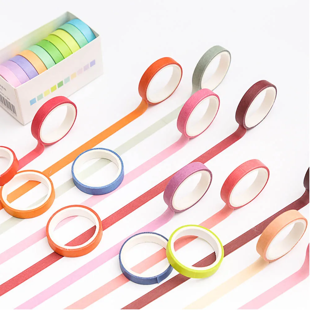 

10 pcs/pack Basic Solid Color paper Washi Tape Adhesive Tape DIY Scrapbooking Sticker Label Masking Tape