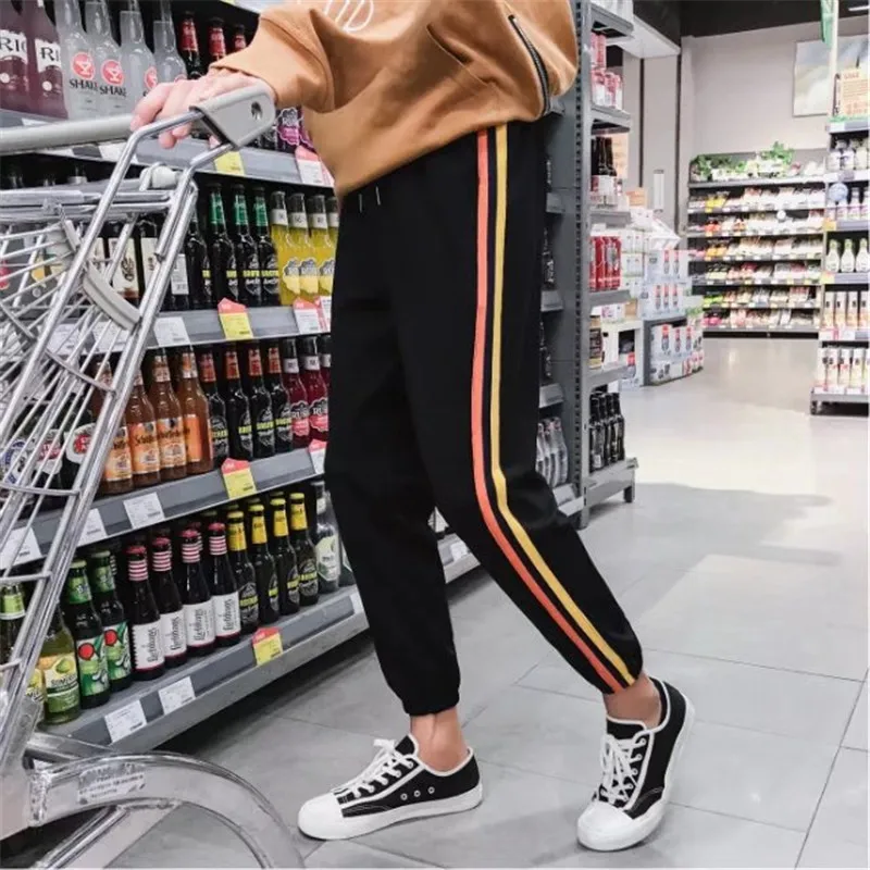 

2017 Summer New Products Men Sports Sweatpants Thin Casual Pants Loose Stripes Harem Capri Pants Sub-Versatile Fashion