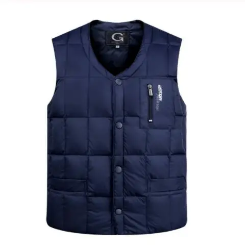 vest - navy blue Белые мужские куртки на утином пуху, пальто, верхняя одежда, парка, Тренч s-xxxl Зимние новые модные мужские Пальто 4XL 5XL 6XL ультра легкие кг - Цвет: vest - navy blue