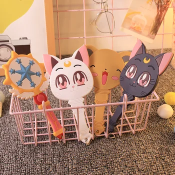 

Anime Sailor Moon Luna Purple Cat Make Up Mirror Handle Girls Portable Cosplay Props