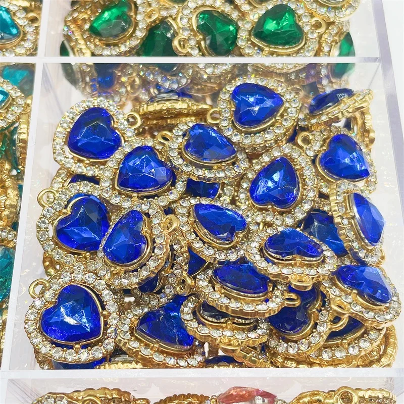 Peixin 10 teile/satz Modische Bunte Nette Kristall Herz-Förmigen frauen Schmuck Zubehör DIY Schmuck Machen Charme Großhandel – Detail 22