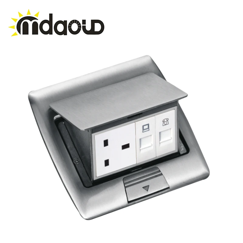 

AC 100~250V brass alloy alu alloy Panel German Standard Pop Up Floor Socket with net cable/with PC socket Electrical Outlet