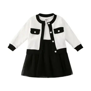 

2pcs Toddler Baby Girl 3M-3T Clothes Coat Tutu Mesh Dress Casual Outfits Set Tracksuit