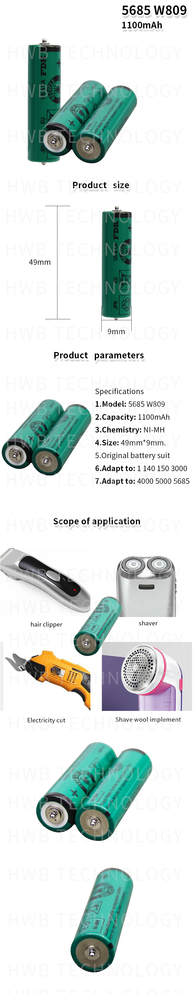 2X W809 никель-металл-гидридная аккумуляторная батарея для зубных щеток Braun электробритва series 1 140 150 3000 4000 5000 5685